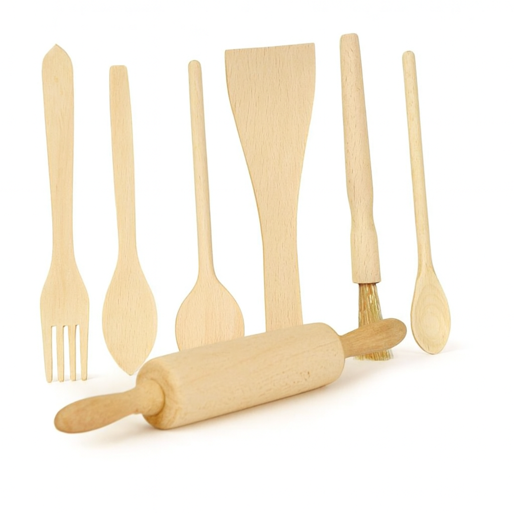 TOY WOODEN KITCHEN UTENSILS (7PCS)