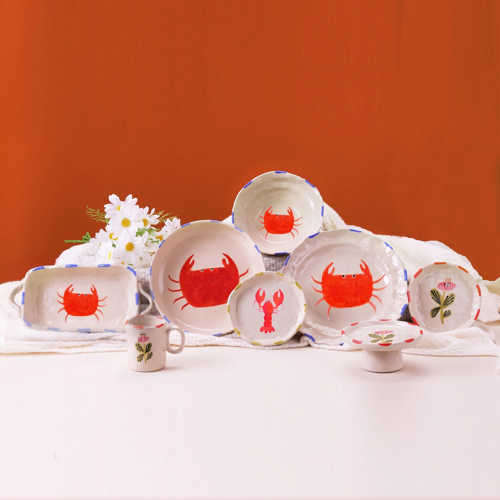 CHAGOART CERAMIC MINI LOBSTER TRINKET TRAY