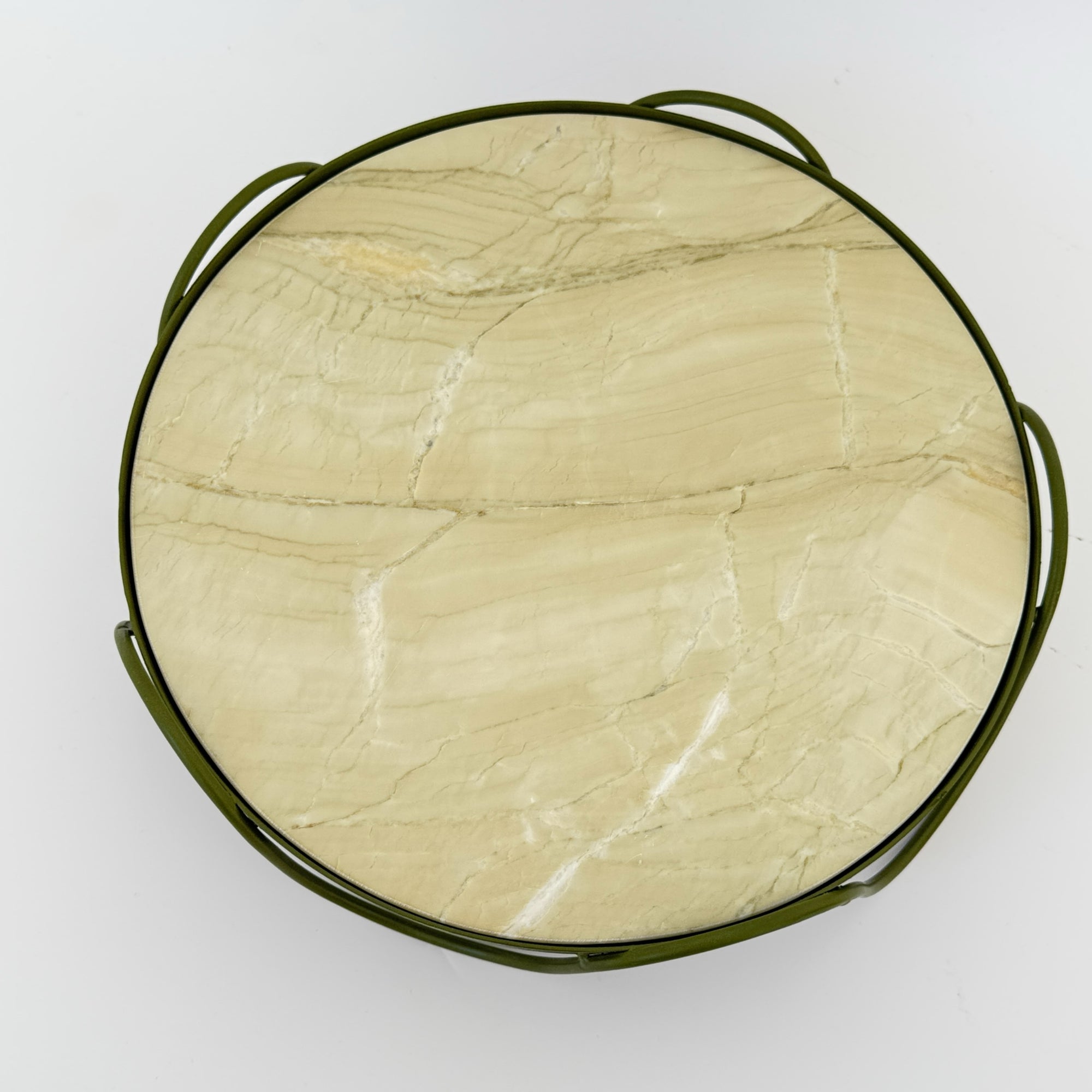 LOREN MARBLE/ METAL ROUND TRAY: GREEN