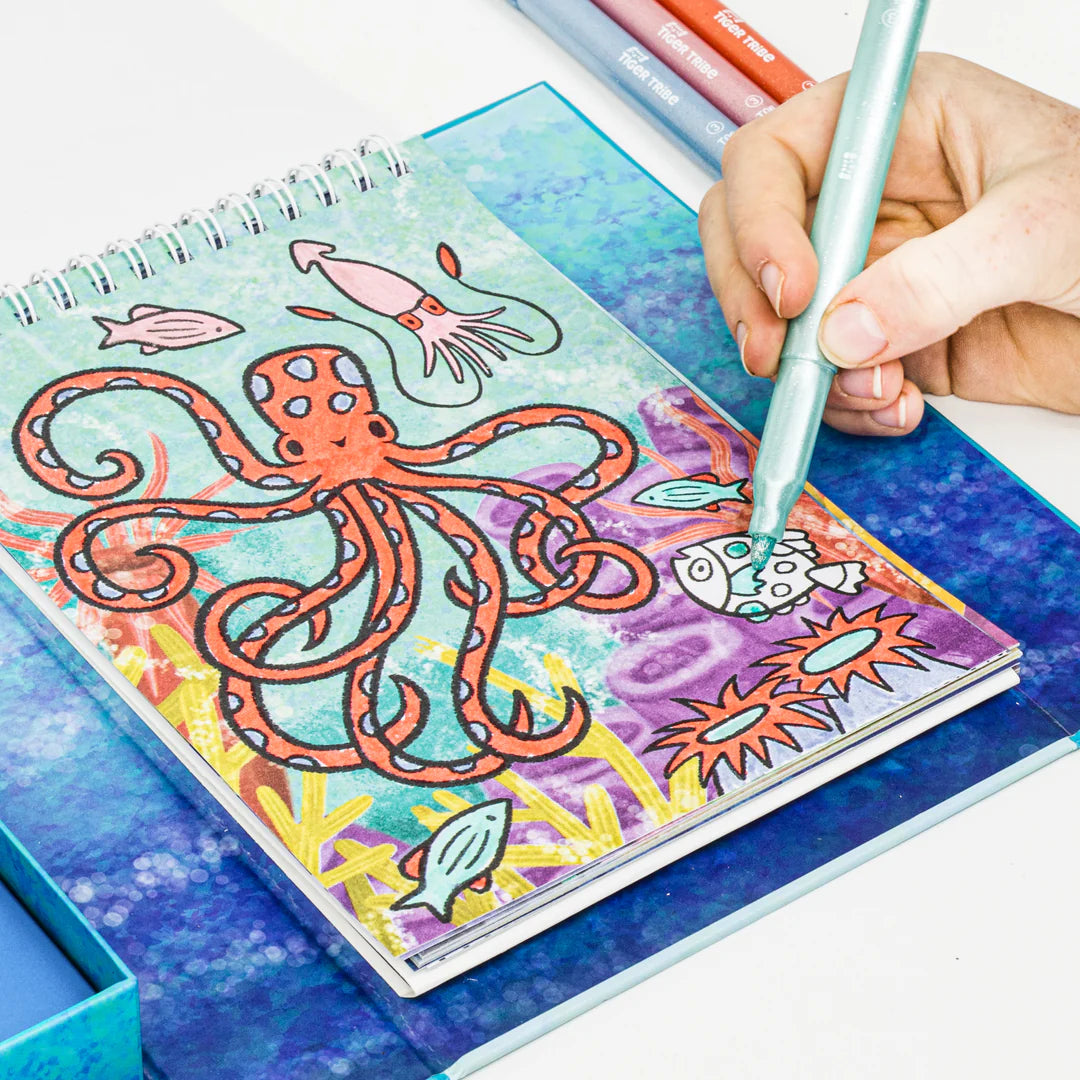 TIGER TRIBE SHIMMER COLOURING SET: SEA LIFE