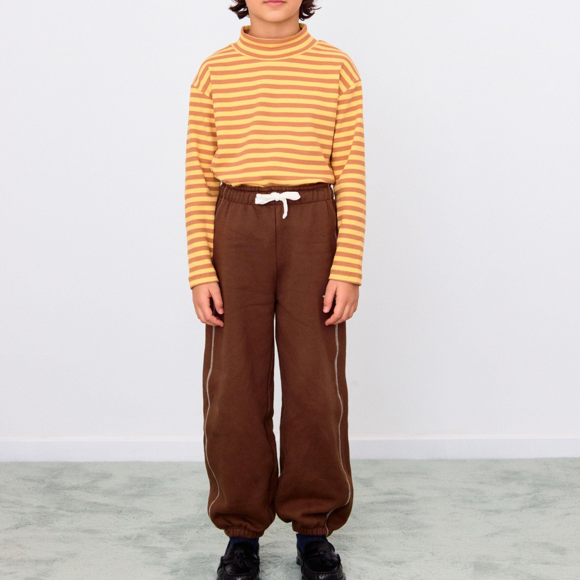 TINY COTTONS STRIPES RIB MOCKNECK: SOFT YELLOW