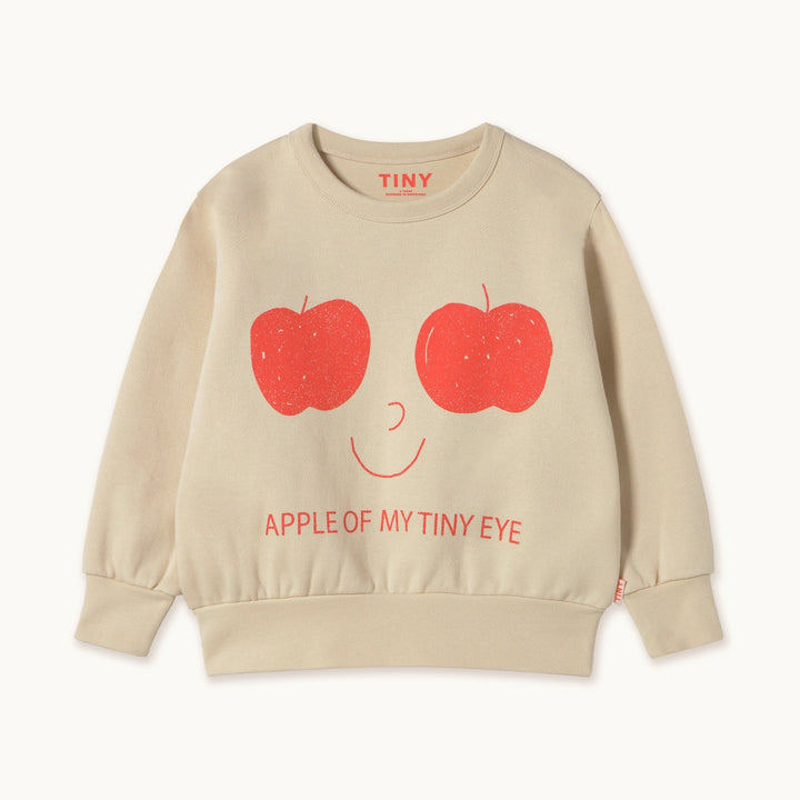 TINY COTTONS APPLE EYES GRAPHIC SWEATSHIRT: VANILLA