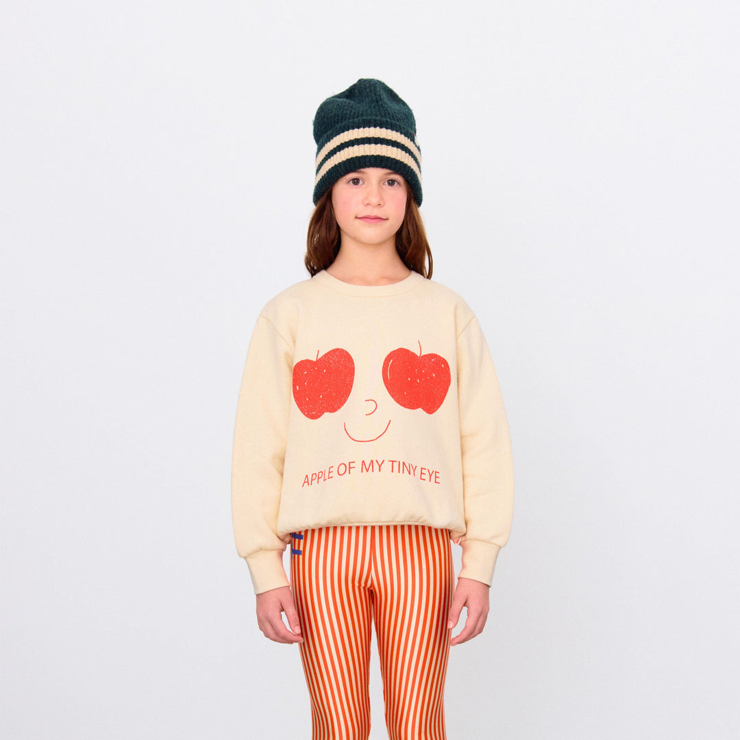TINY COTTONS APPLE EYES GRAPHIC SWEATSHIRT: VANILLA
