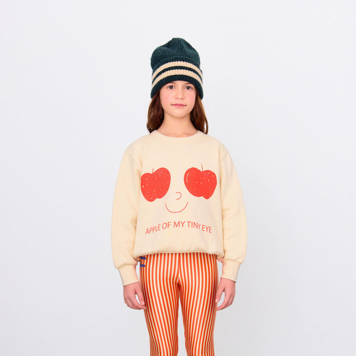 TINY COTTONS APPLE EYES GRAPHIC SWEATSHIRT: VANILLA