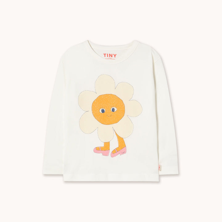 TINY COTTONS FLOWER GRAPHIC LONG SLEEVE TEE: OFF WHITE