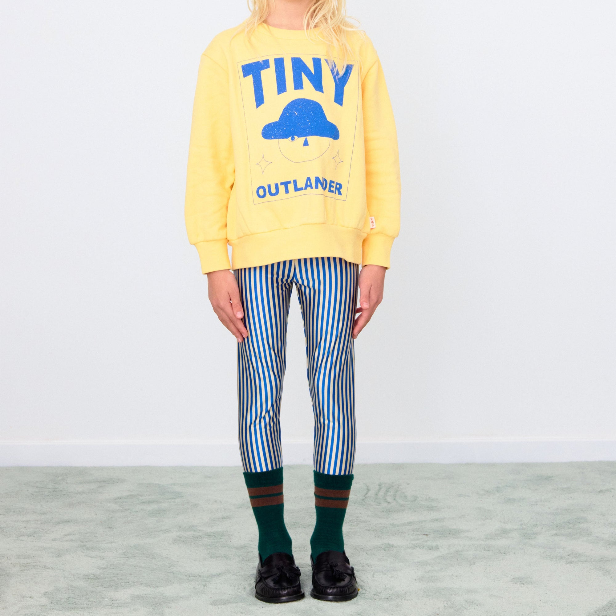 TINY COTTONS STRIPES SHINY LEGGINGS: DARK BLUE