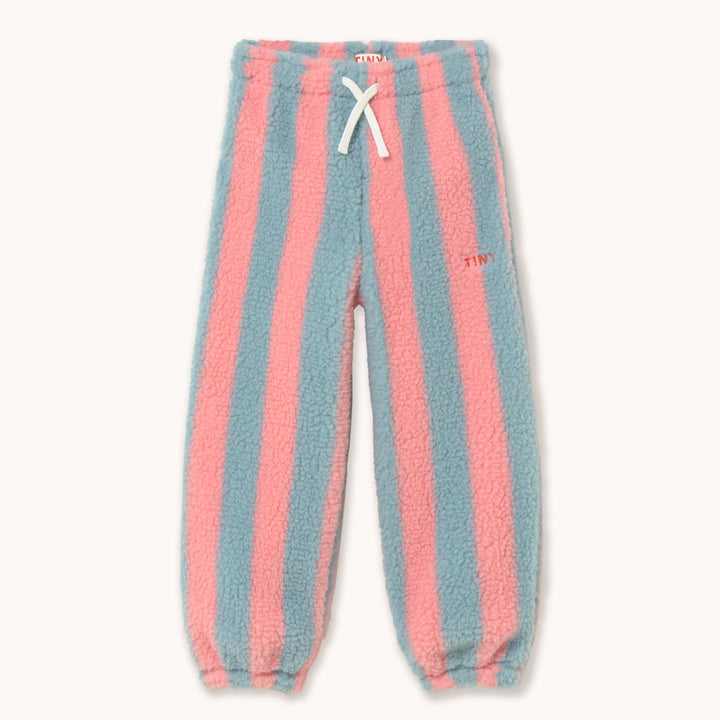 TINY COTTONS STRIPES SHERPA SWEATPANT: WARM GREY/PINK