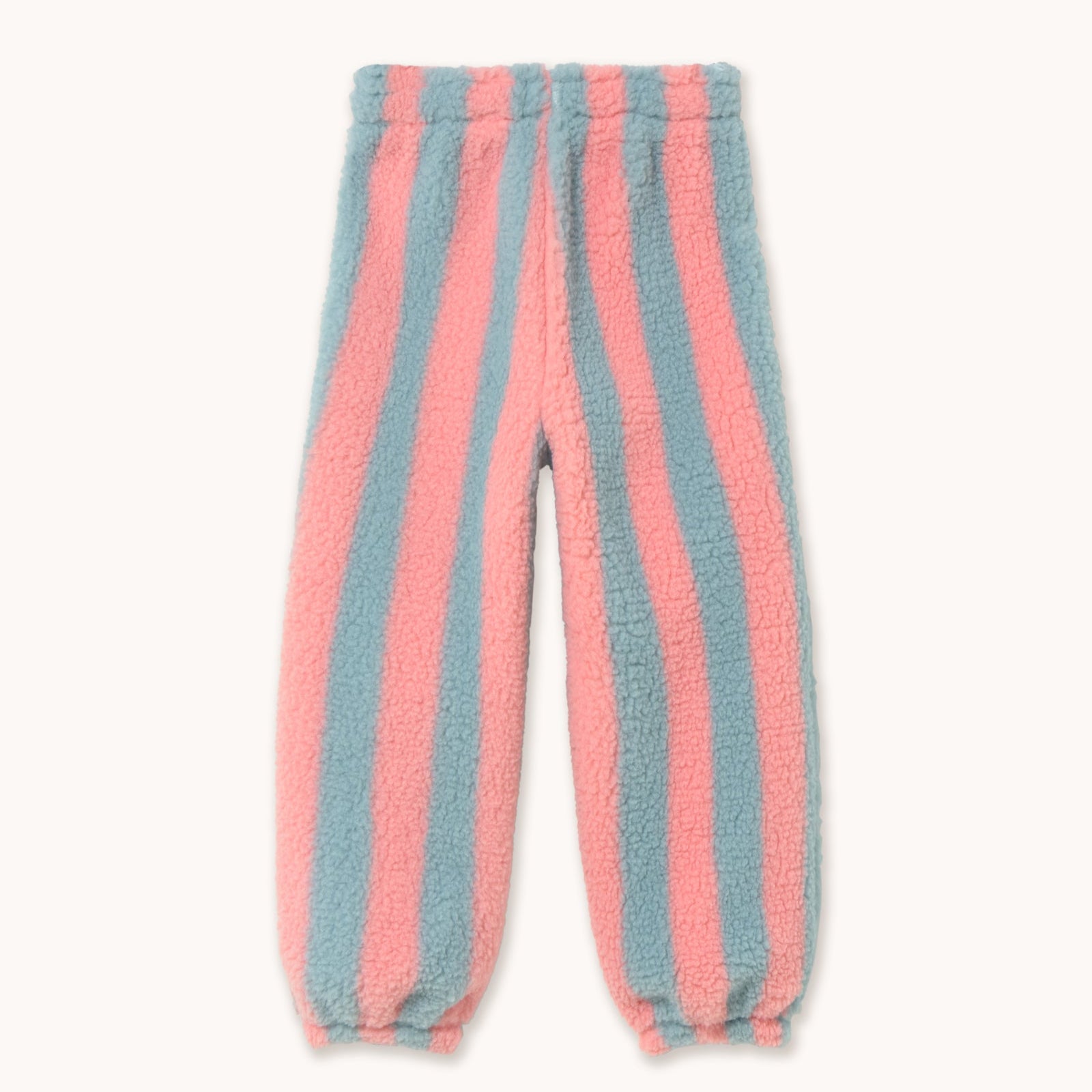 TINY COTTONS STRIPES SHERPA SWEATPANT: WARM GREY/PINK