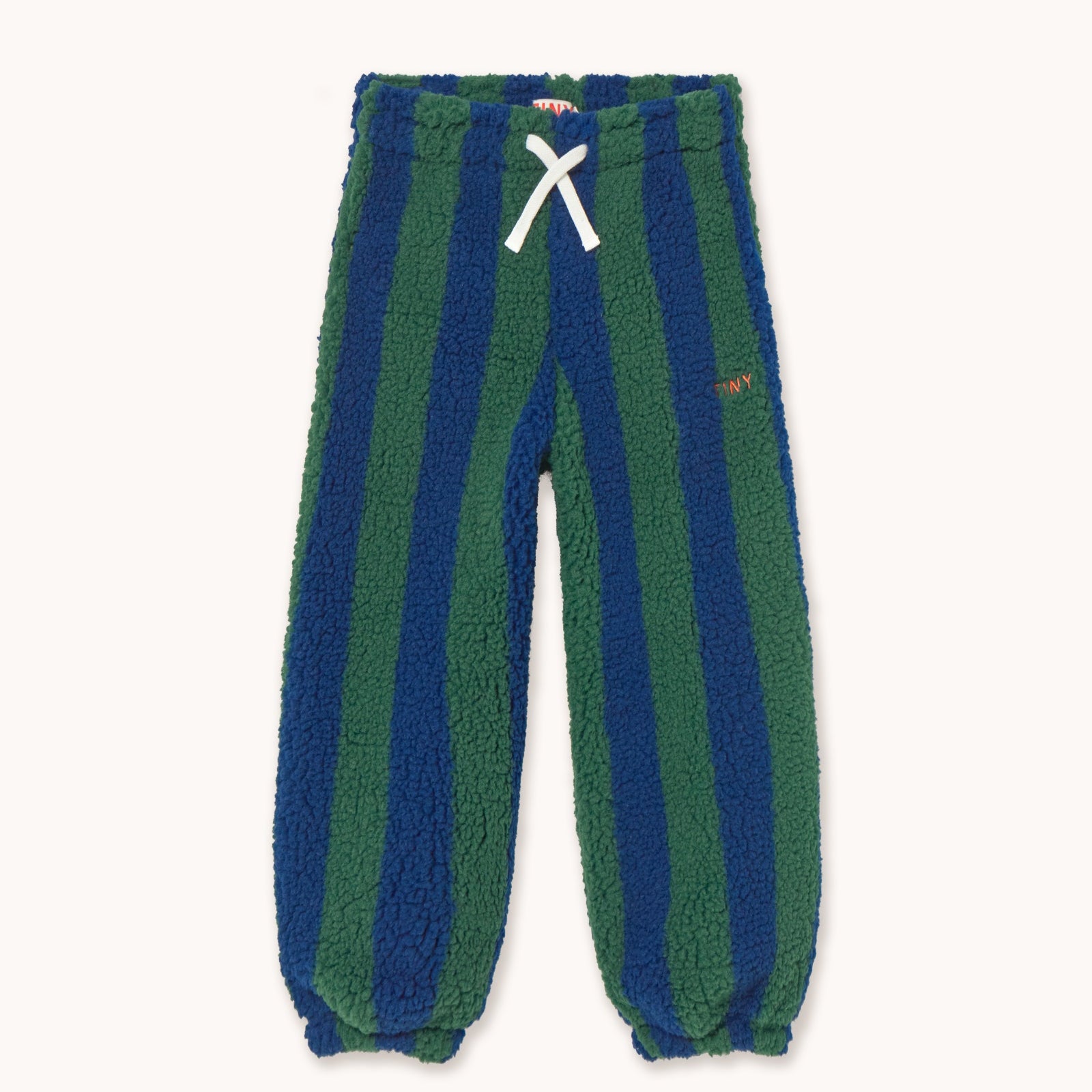 TINY COTTONS STRIPES SHERPA SWEATPANT: DARK GREEN/LIGHT NAVY