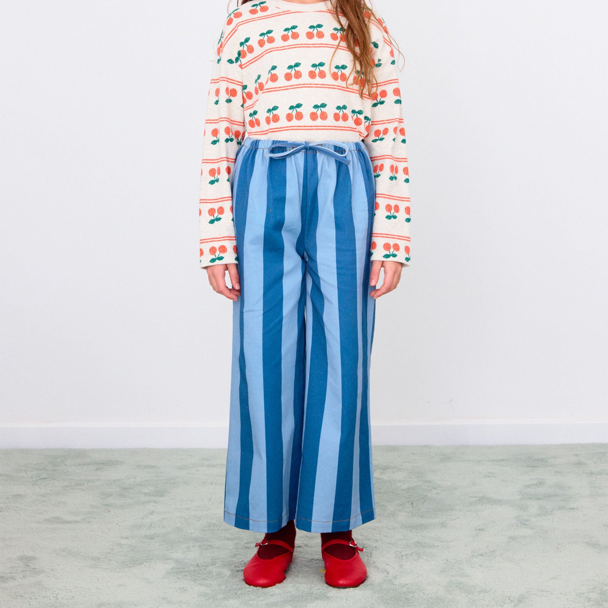 TINY COTTONS STRIPES POCKETS PANT: LIGHT NAVY