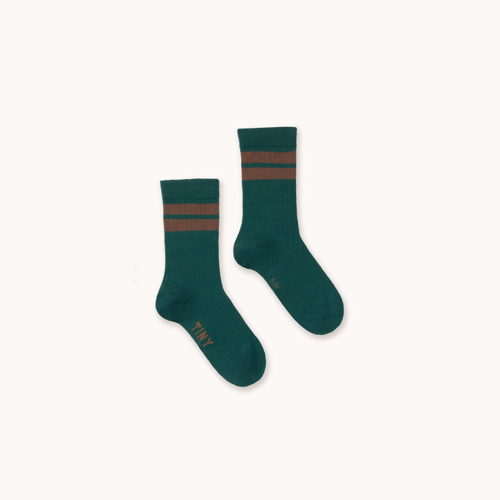 TINY COTTONS STRIPES SOCKS: DARK GREEN