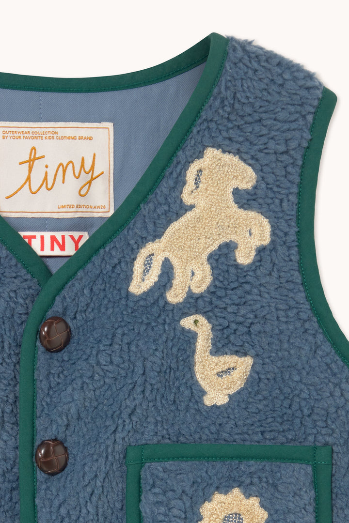 Tiny Cottons Sherpa Vest: Stone - on model