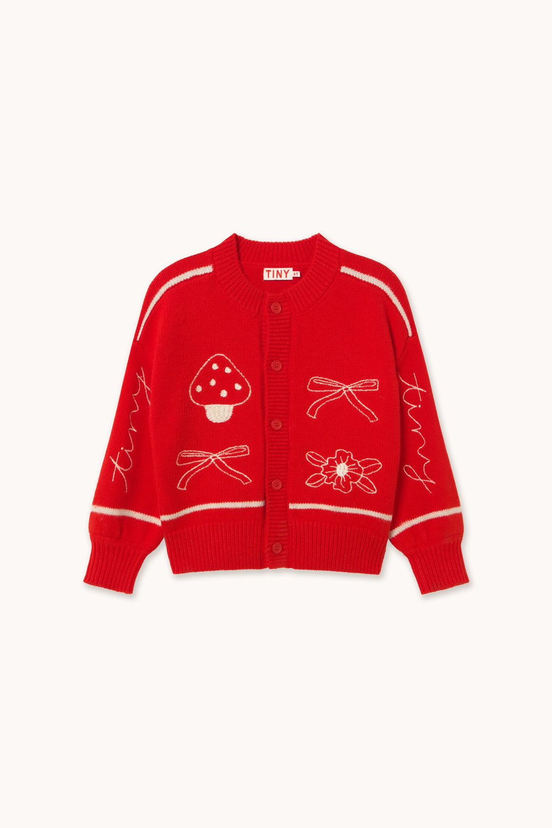 Tiny Cottons Bows Embroidery Cardigan summer red