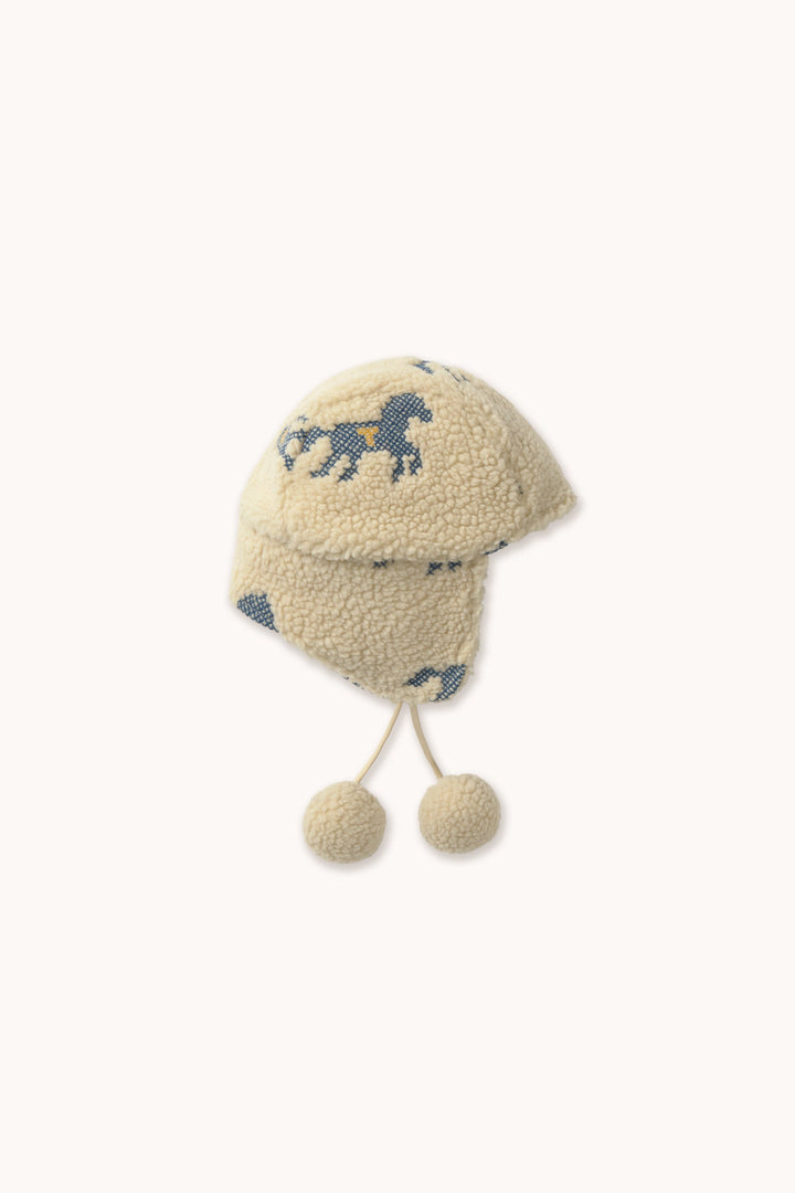 Tiny Cottons Horses Sherpa Earflap Beanie detail