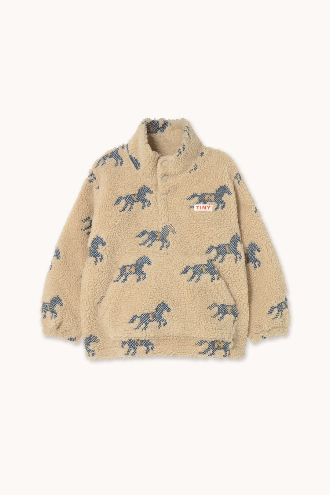 Tiny Cottons Horses Sherpa Sweatshirt vanilla