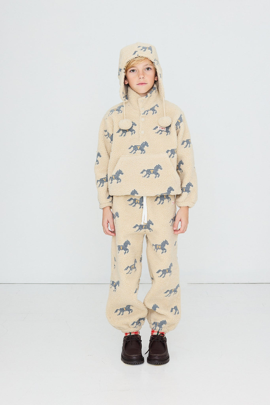 TINY COTTONS HORSES SHERPA SWEATSHIRT: VANILLA