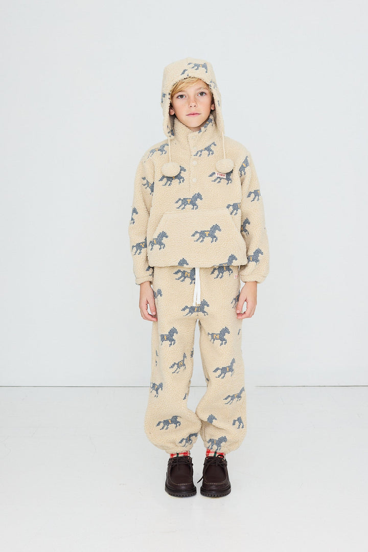 TINY COTTONS HORSES SHERPA SWEATSHIRT: VANILLA