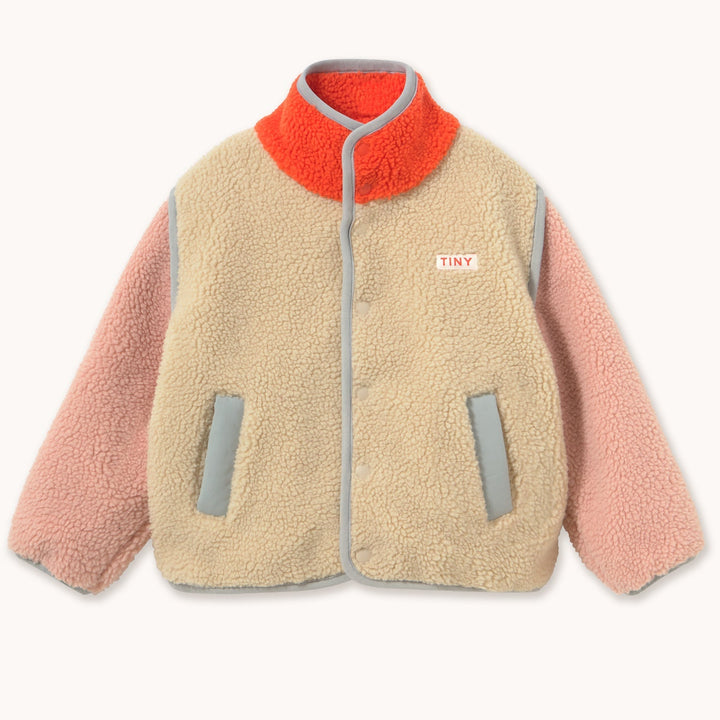 Tiny Cottons Color Block Sherpa Jacket vanilla