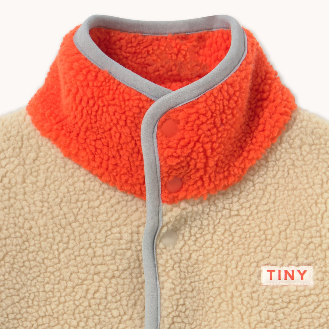Tiny Cottons Color Block Sherpa Jacket: Vanilla - additional angle