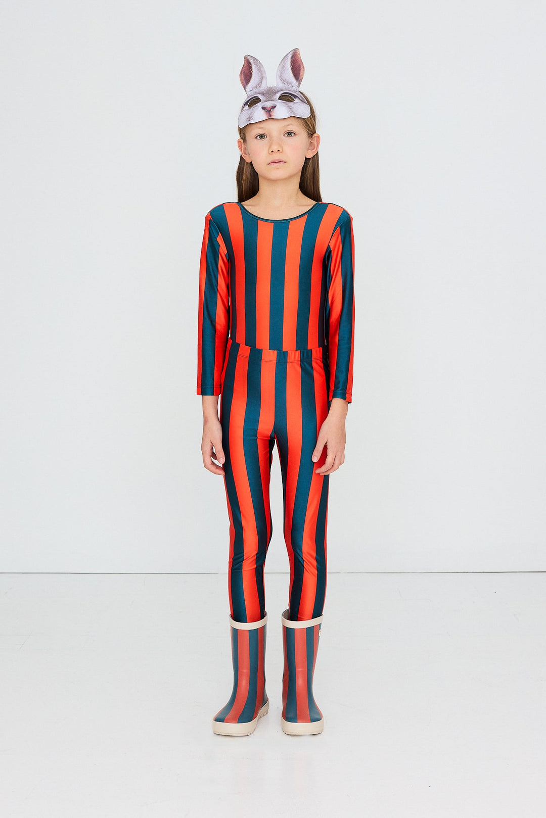 Tiny Cottons Red-Blue Stripes Shiny Body worn