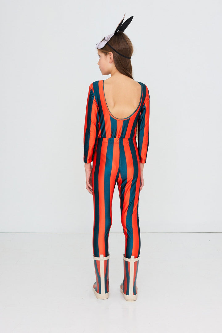 Tiny Cottons Red-Blue Stripes Shiny Body: Summer Red - flat