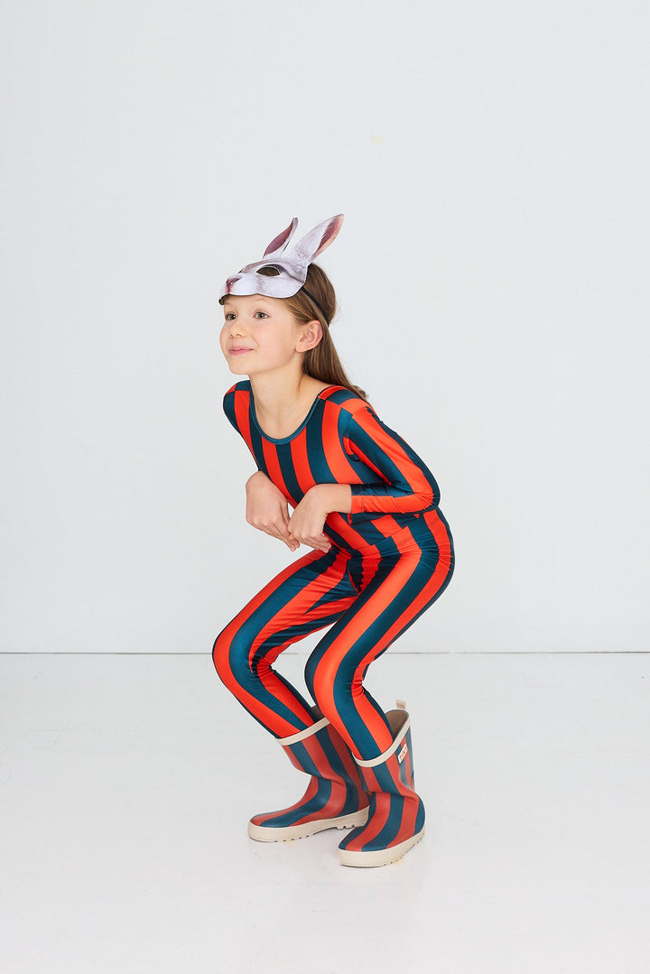 Tiny Cottons Red-Blue Stripes Shiny Body: Summer Red - flat