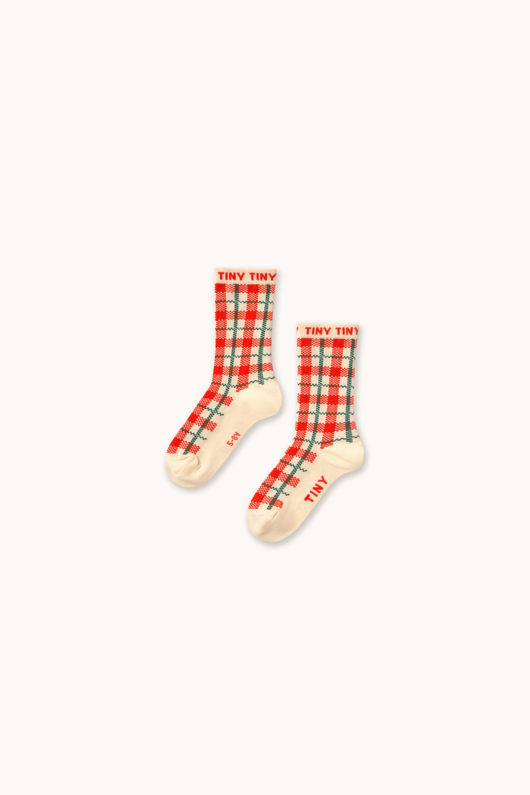 Tiny Cottons Cream Check Medium Socks