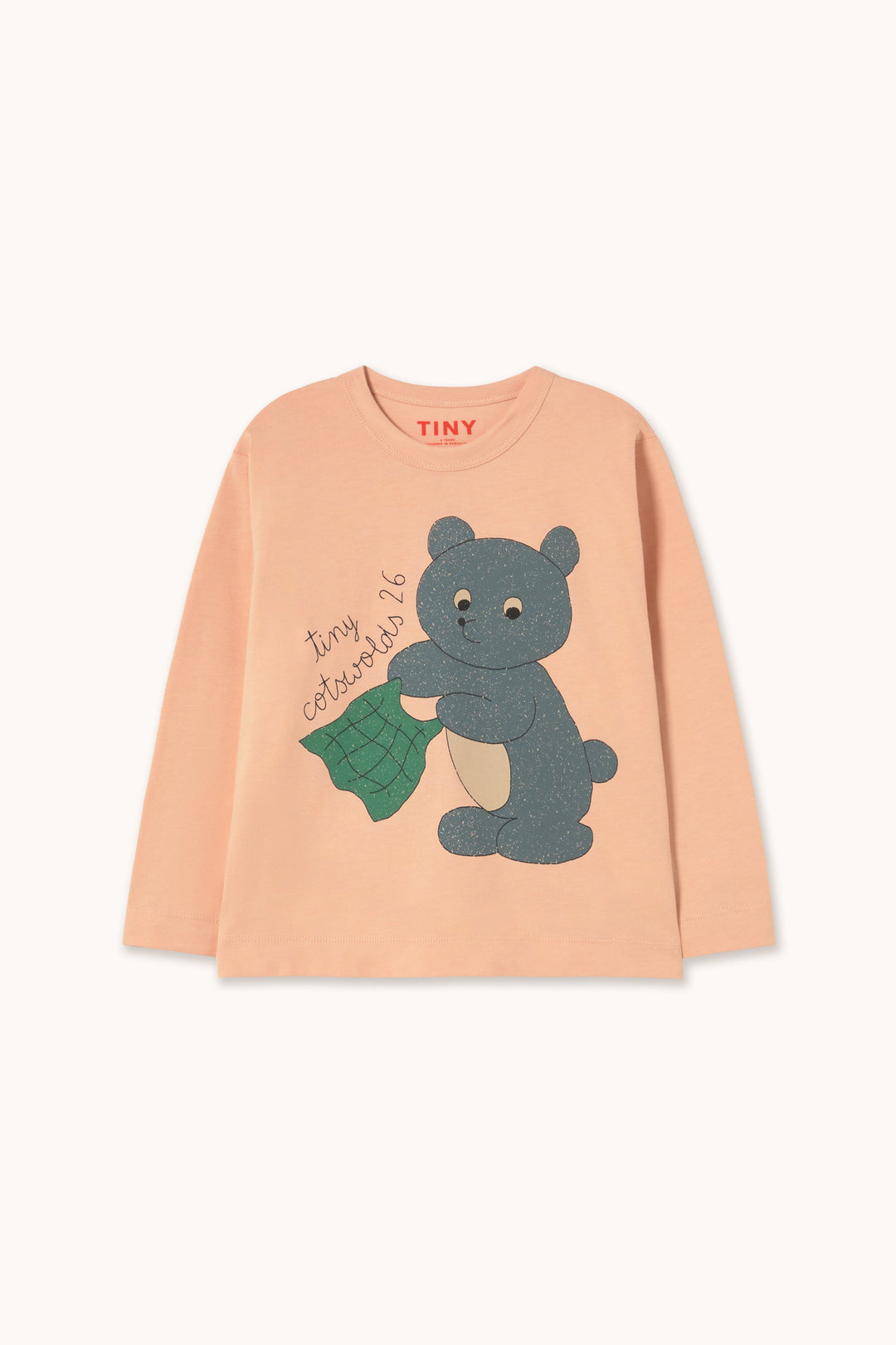 Tiny Cottons Bear Graphic Sleeve Tee dark nude