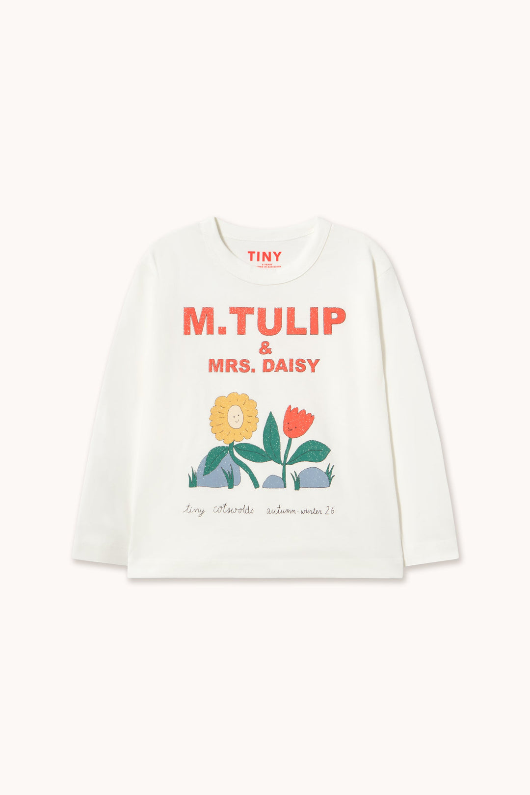 Tiny Cottons Tulip and Daisy Graphic Sleeve Tee off-white