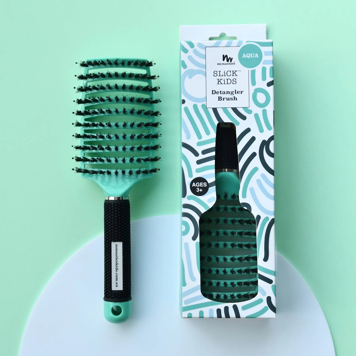 NO NASTIES DETANGLER BRUSH: AQUA