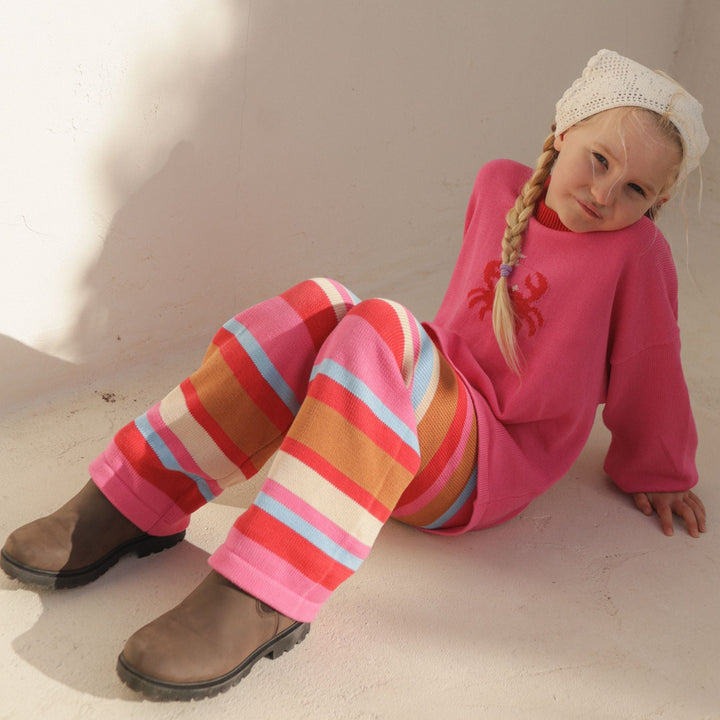 SMALL SWIM CLUB CORAL STRIPE PANTS