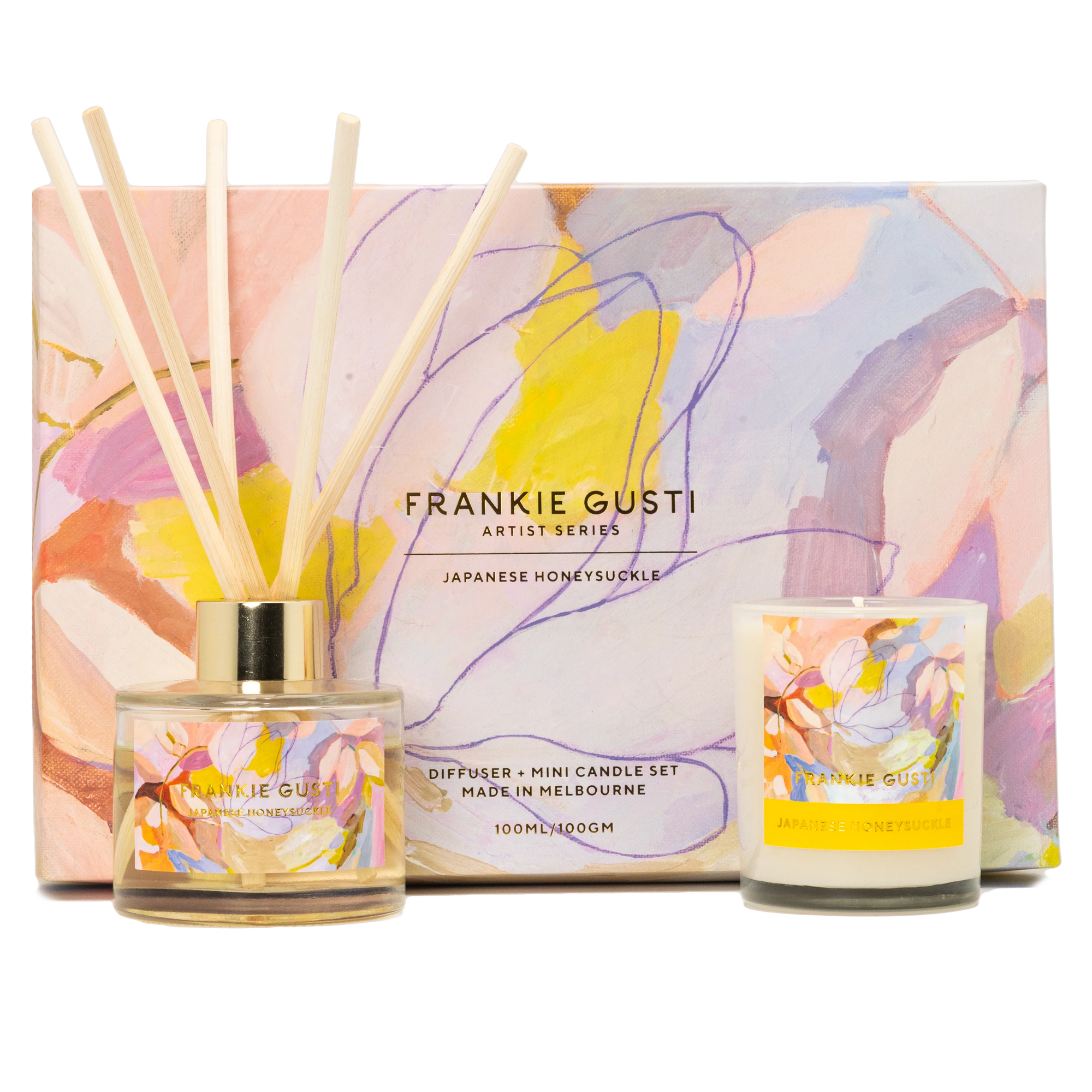 FRANKIE GUSTI ARTIST SERIES DUO CANDLE + DIFFUSER: JAPANESE HONEYSUCKLE