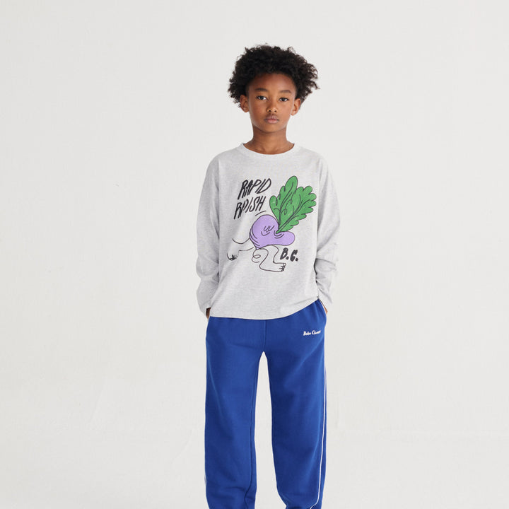 BOBO CHOSES RAPID RADISH L/SLEEVE T-SHIRT: HEATHER GREY