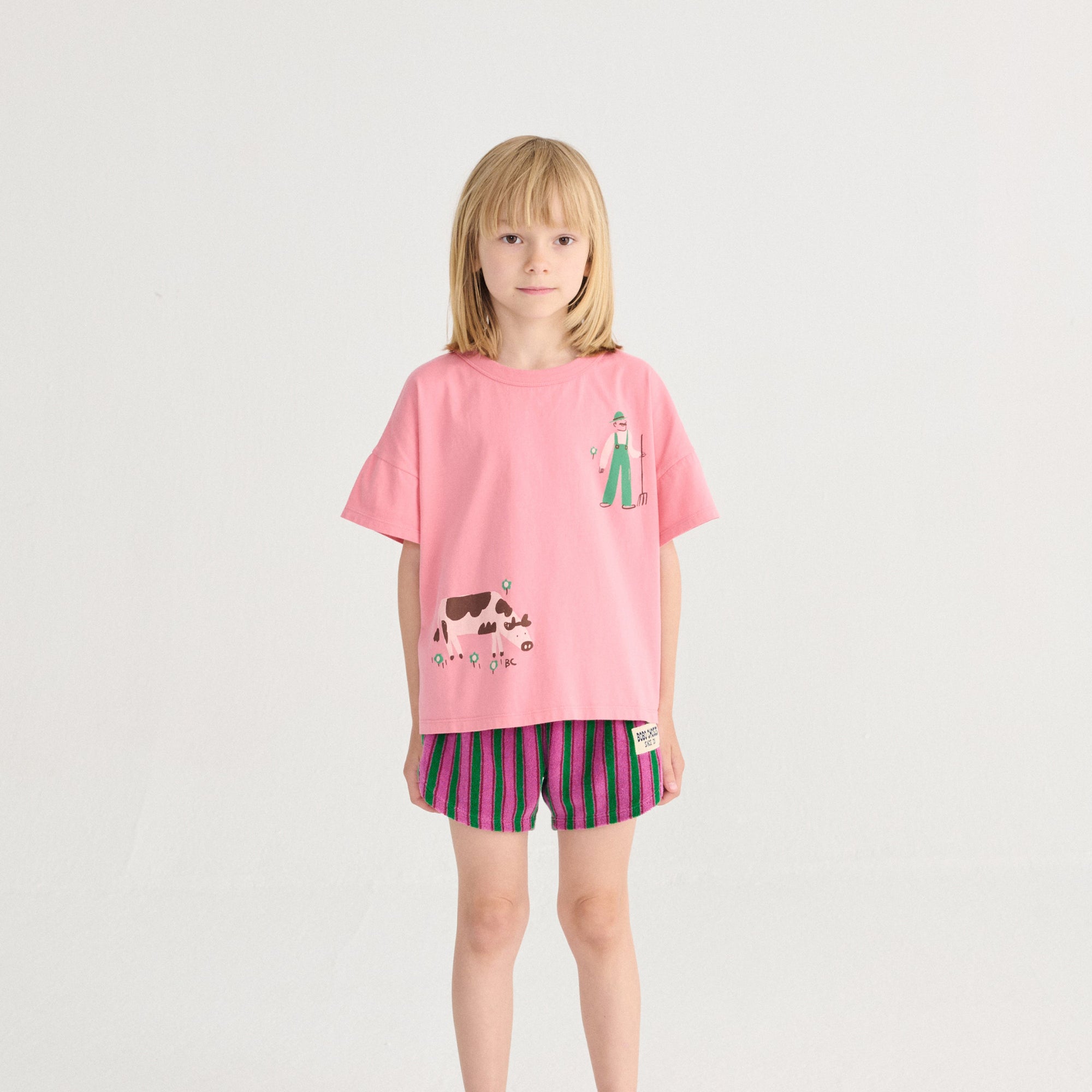 BOBO CHOSES STRIPED TERRY CLOTH SHORTS: PURPLE