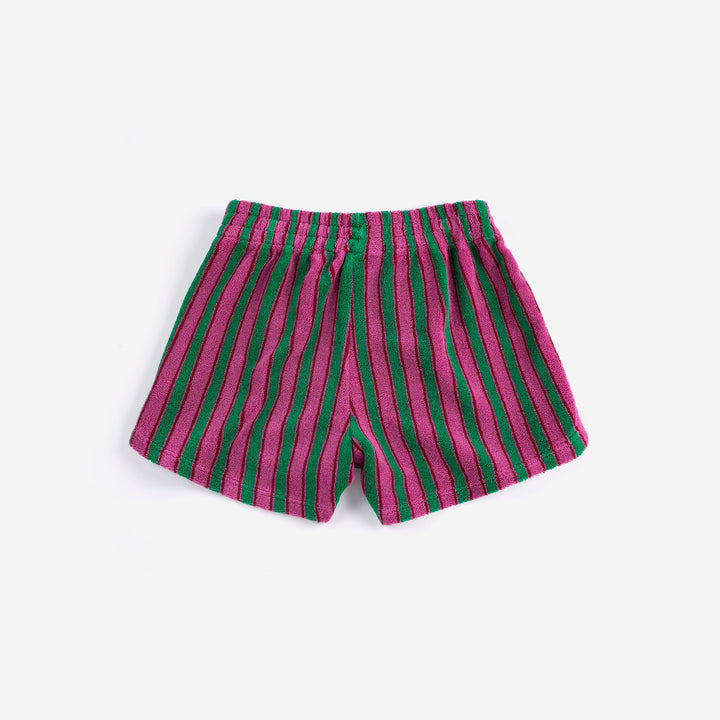 BOBO CHOSES STRIPED TERRY CLOTH SHORTS: PURPLE
