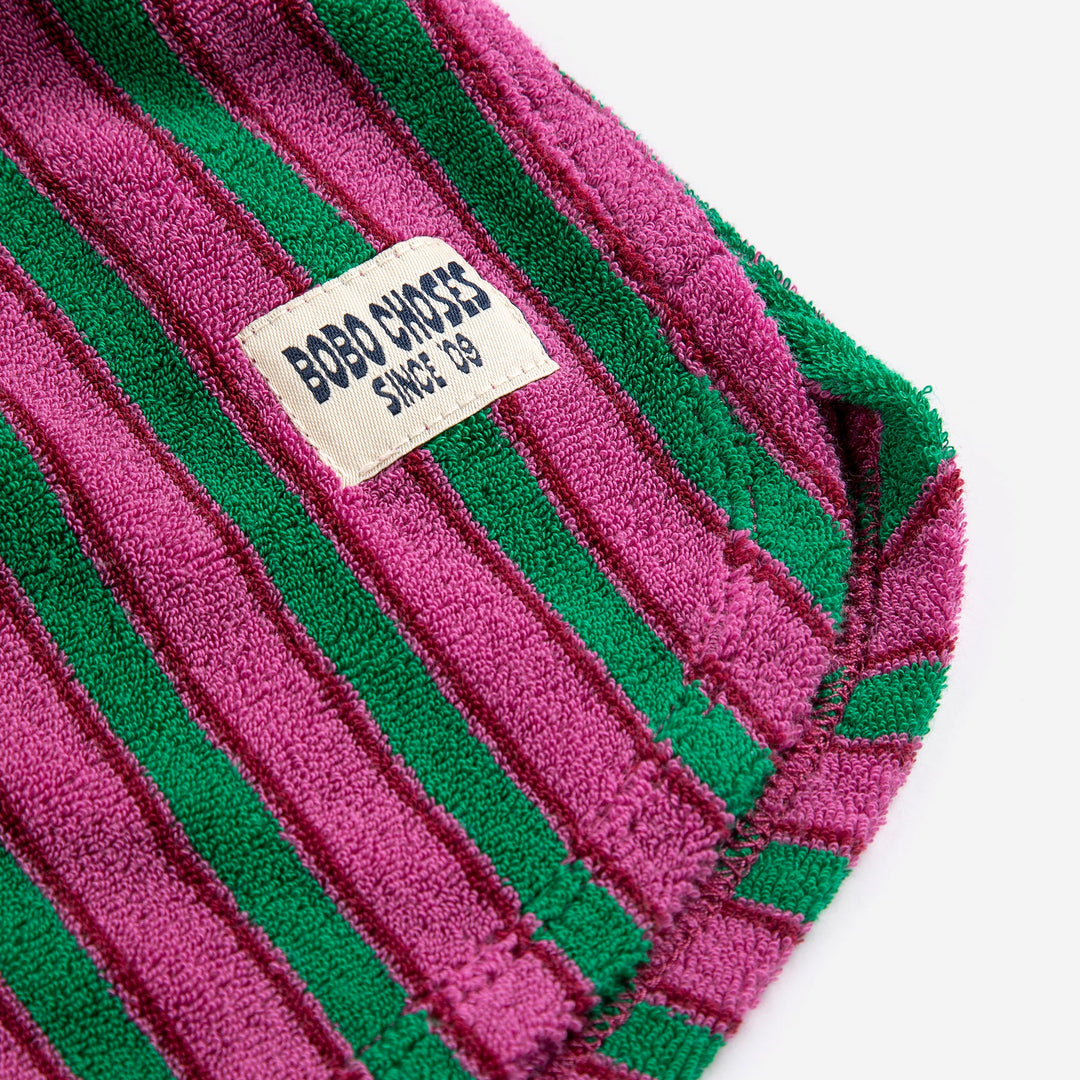 BOBO CHOSES STRIPED TERRY CLOTH SHORTS: PURPLE