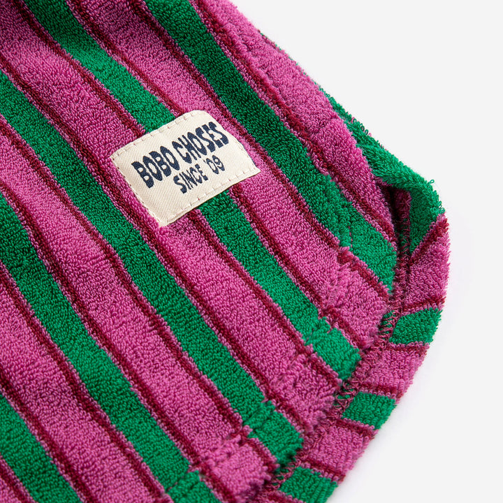 BOBO CHOSES STRIPED TERRY CLOTH SHORTS: PURPLE