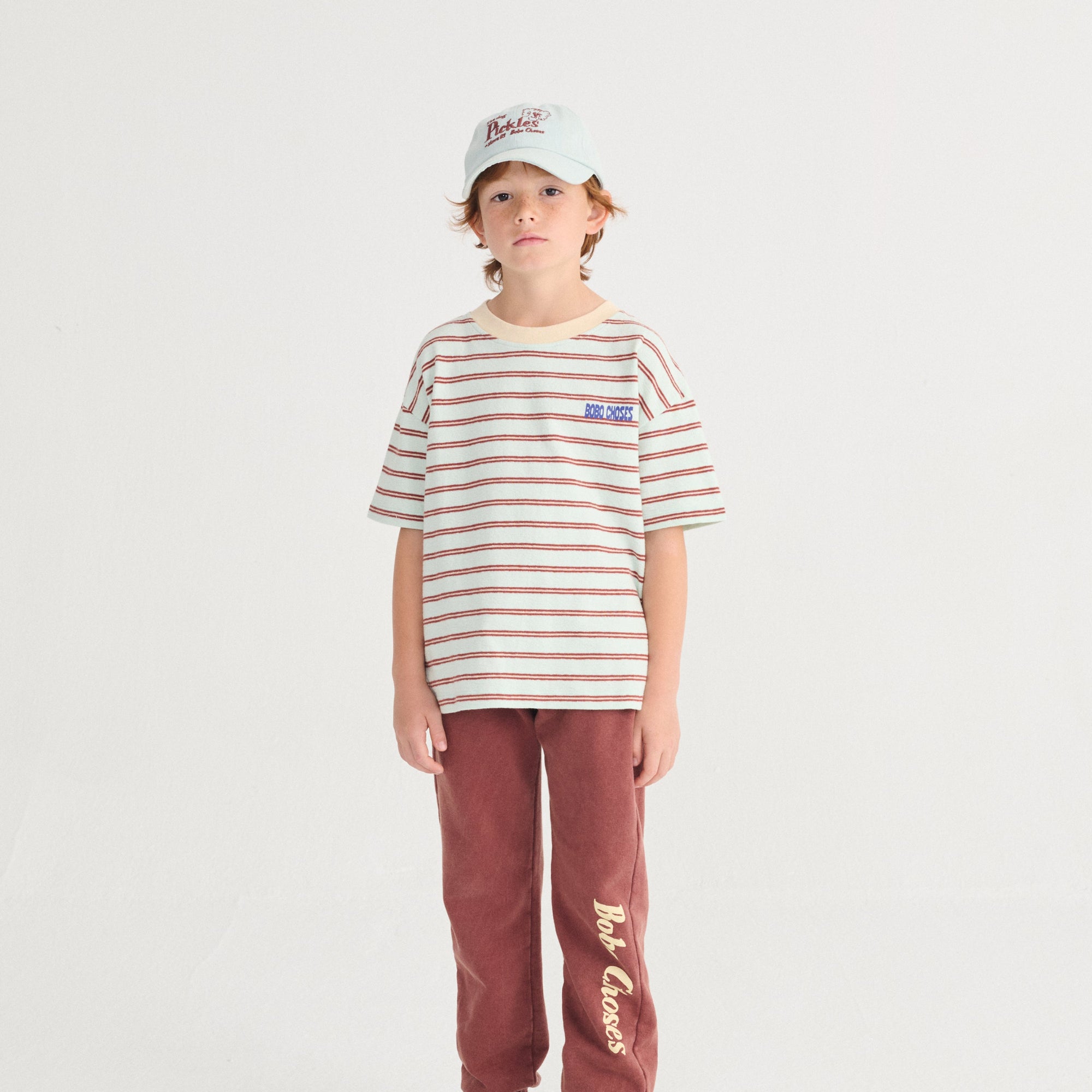 BOBO CHOSES STRIPES T-SHIRT: LIGHT BLUE