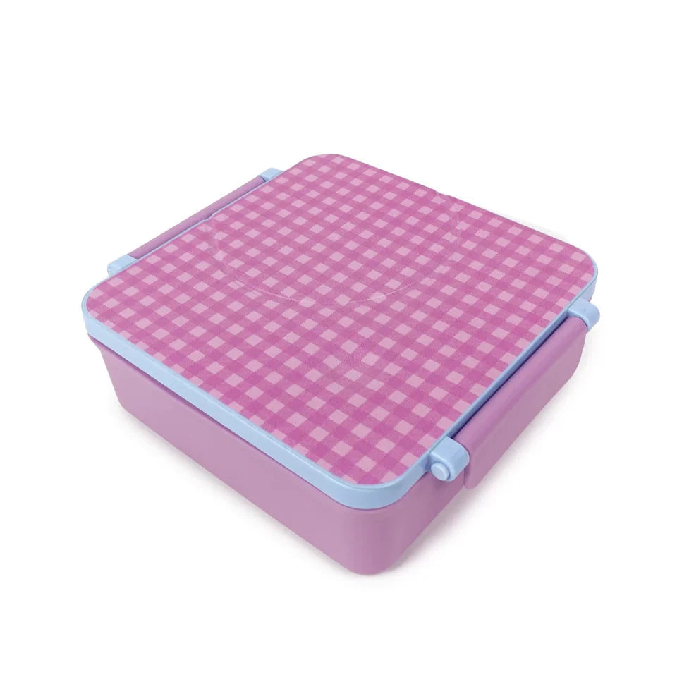 THE SOMEWHERE CO LILAC GINGHAM MINI BENTO LUNCH BOX