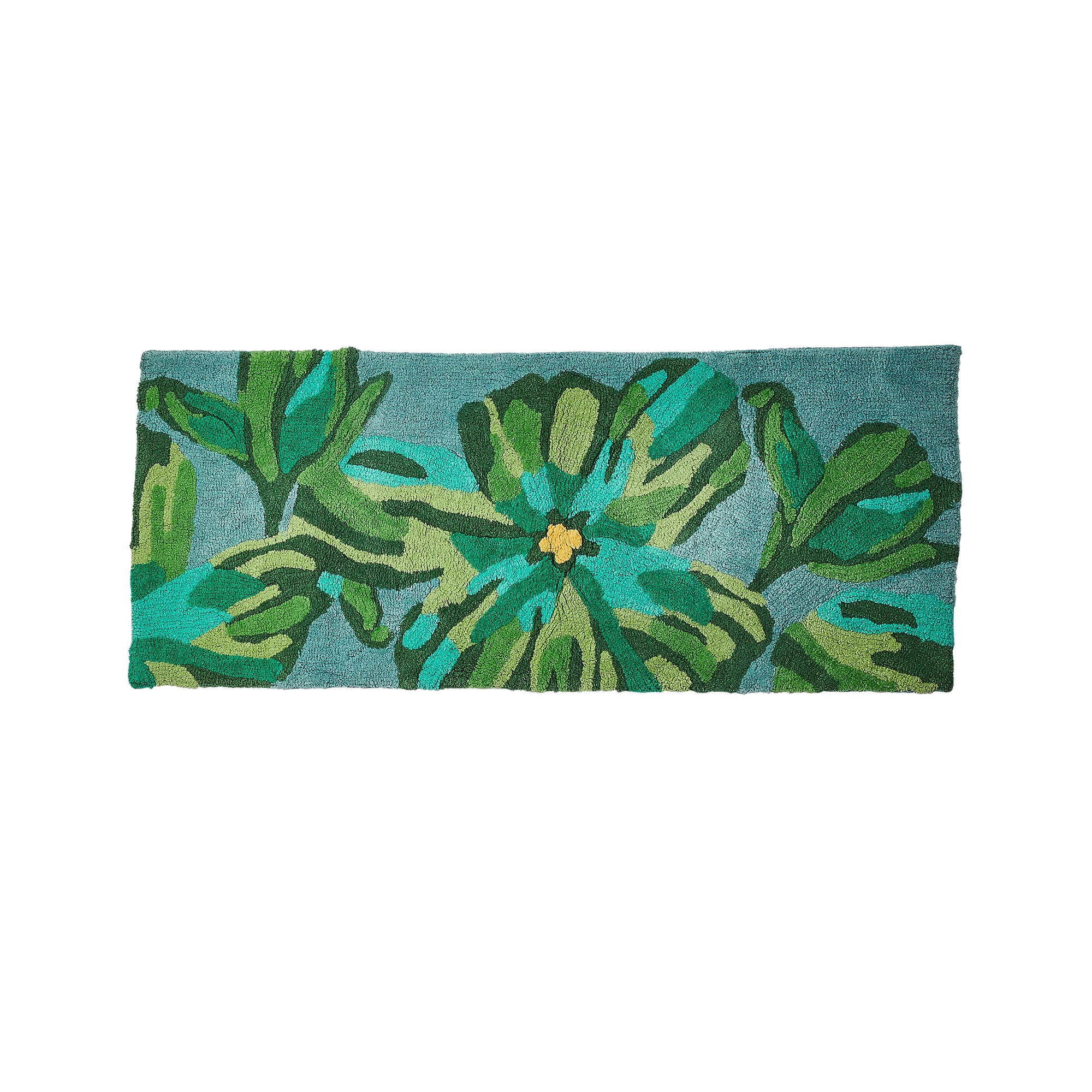 BONNIE AND NEIL LONG DUTCH FLORAL BATH MAT: GREEN