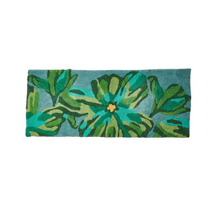 BONNIE AND NEIL LONG DUTCH FLORAL BATH MAT: GREEN