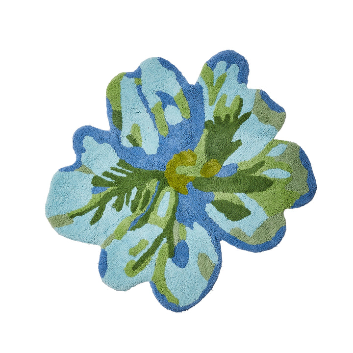 BONNIE AND NEIL TULIP BATH MAT: BLUE/ GREEN