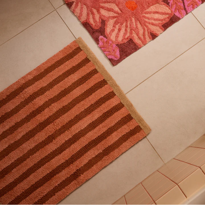 BONNIE AND NEIL STRIPE REVERSIBLE BATH MAT: TERRACOTTA