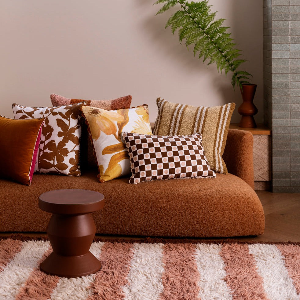 Tan velvet cushion sales