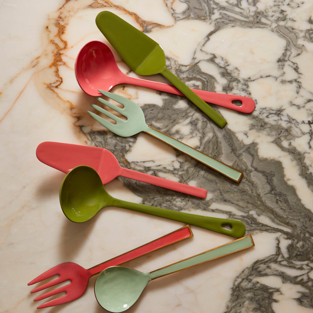 BONNIE AND NEIL ENAMEL CAKE SERVER: SAGE