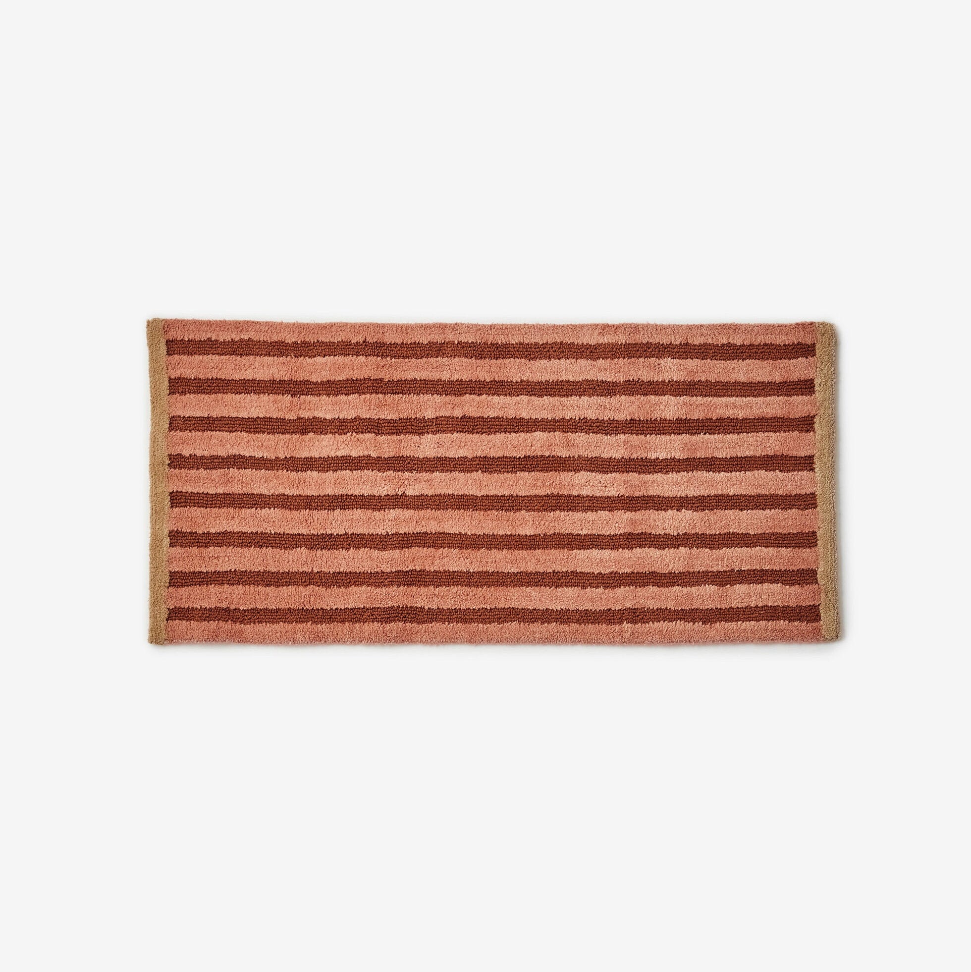 BONNIE AND NEIL STRIPE REVERSIBLE LONG BATH MAT: TERRACOTTA