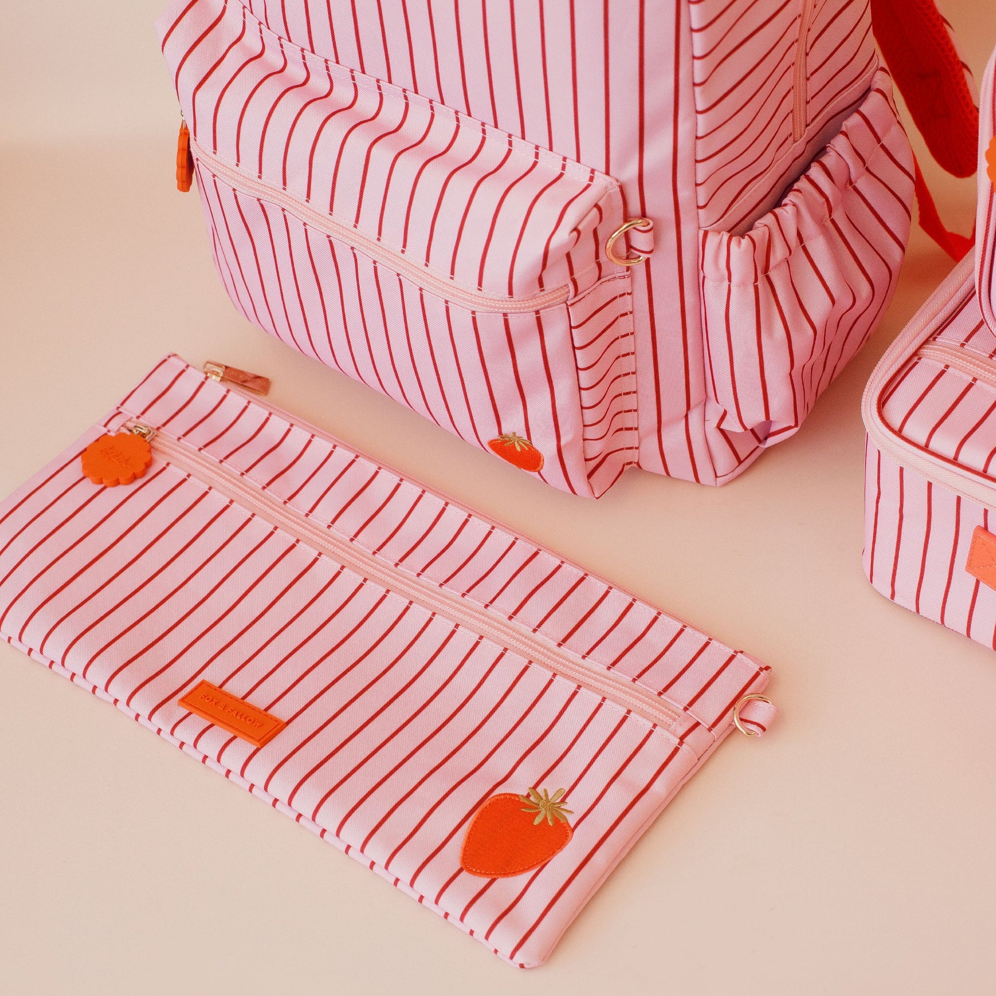 FOX & FALLOW LARGE PENCIL CASE: STRAWBERRY STRIPE