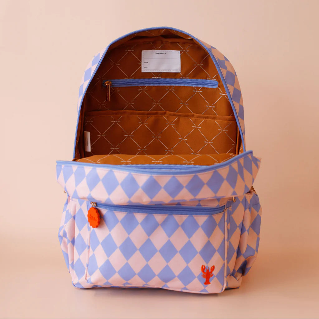 FOX & FALLOW BACKPACK: BLUE DIAMONDS