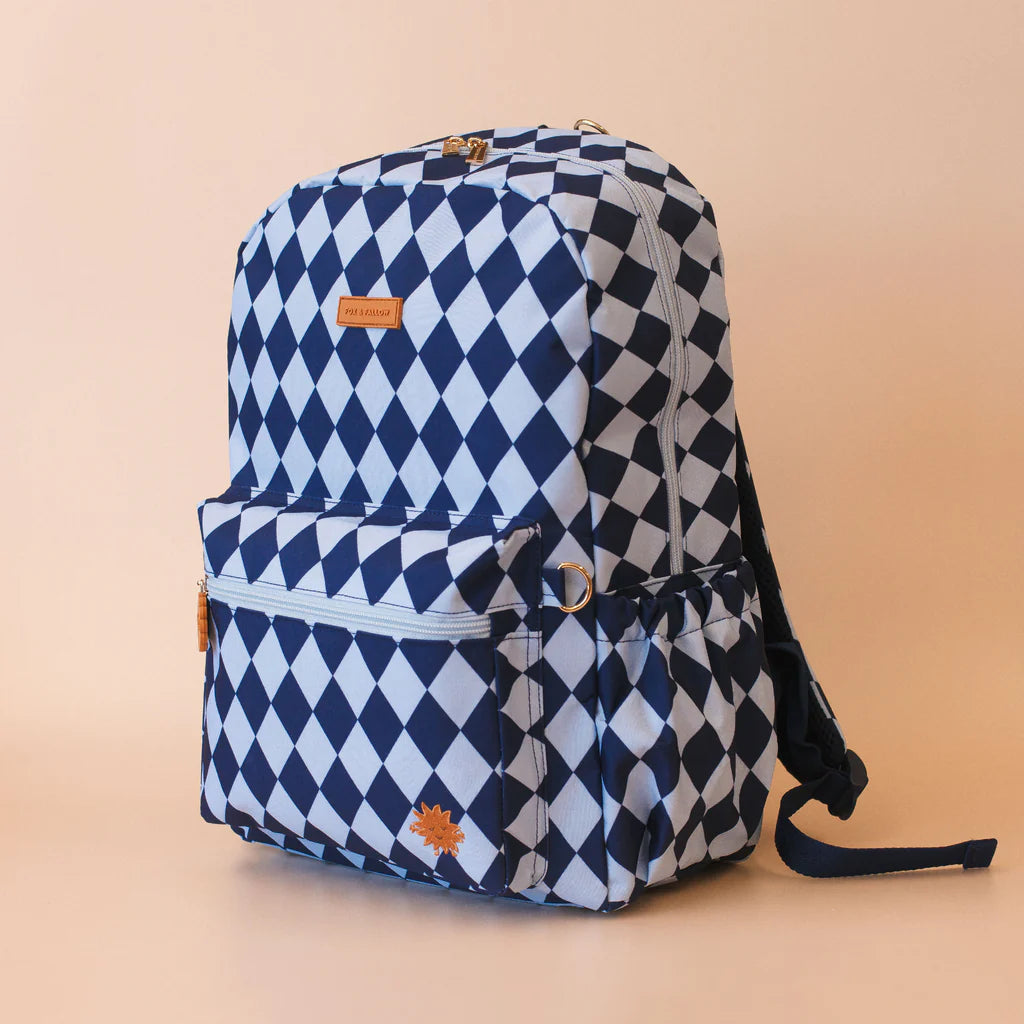 FOX & FALLOW BACKPACK: NAVY DIAMONDS