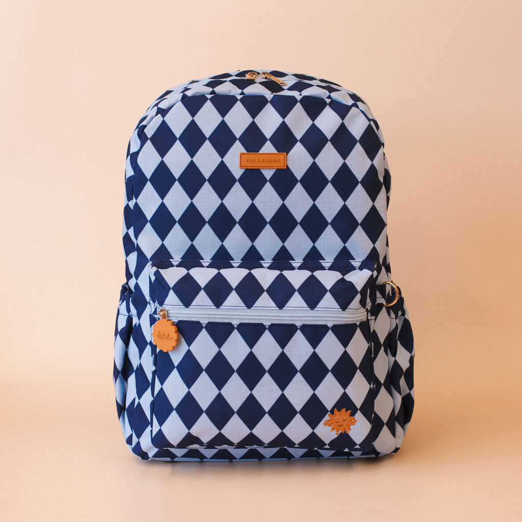 FOX & FALLOW BACKPACK: NAVY DIAMONDS